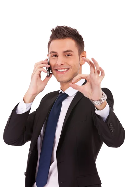 Business man on the phone approving — Stock Photo, Image