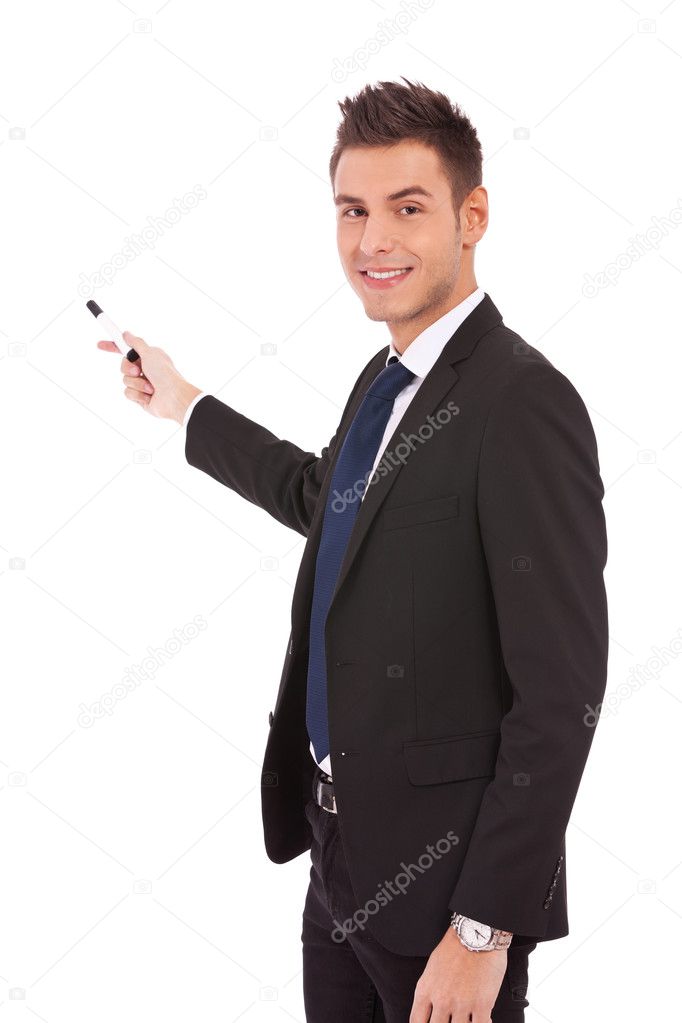 Business man presenting with marker