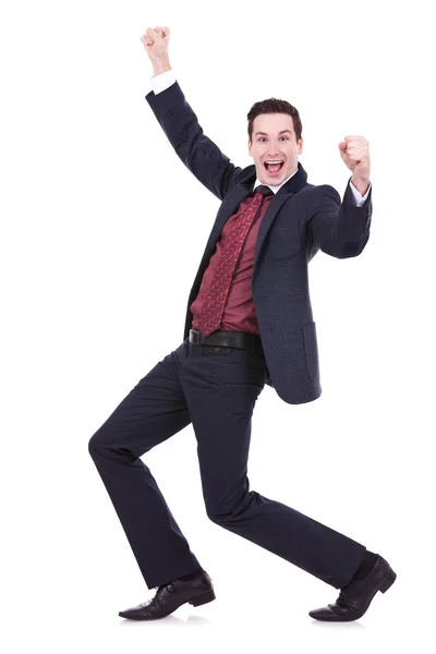 Happy successful gesturing business man — Stock Photo, Image
