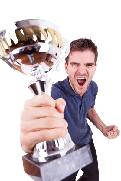 stock image Ecstatic young man winning