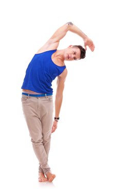 Man doing some stretching exercises clipart