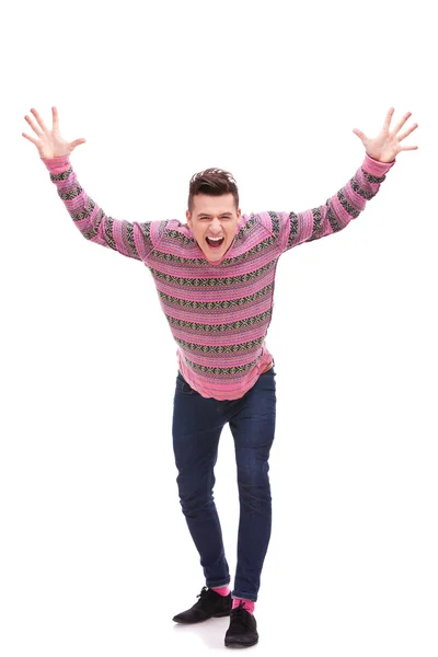 Casual homem olhando muito feliz — Fotografia de Stock