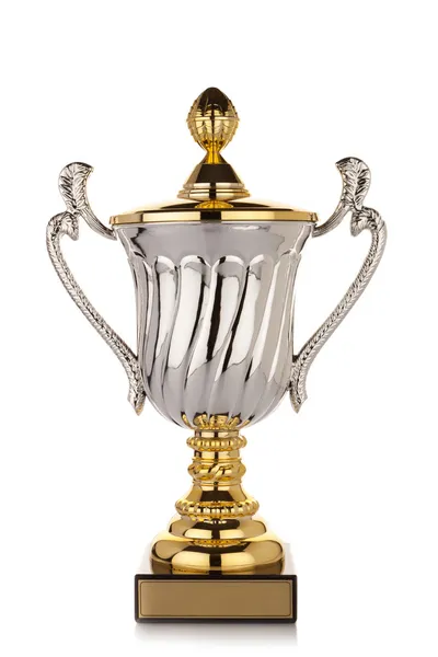 白い背景の金のトロフィーカップ — ストック写真