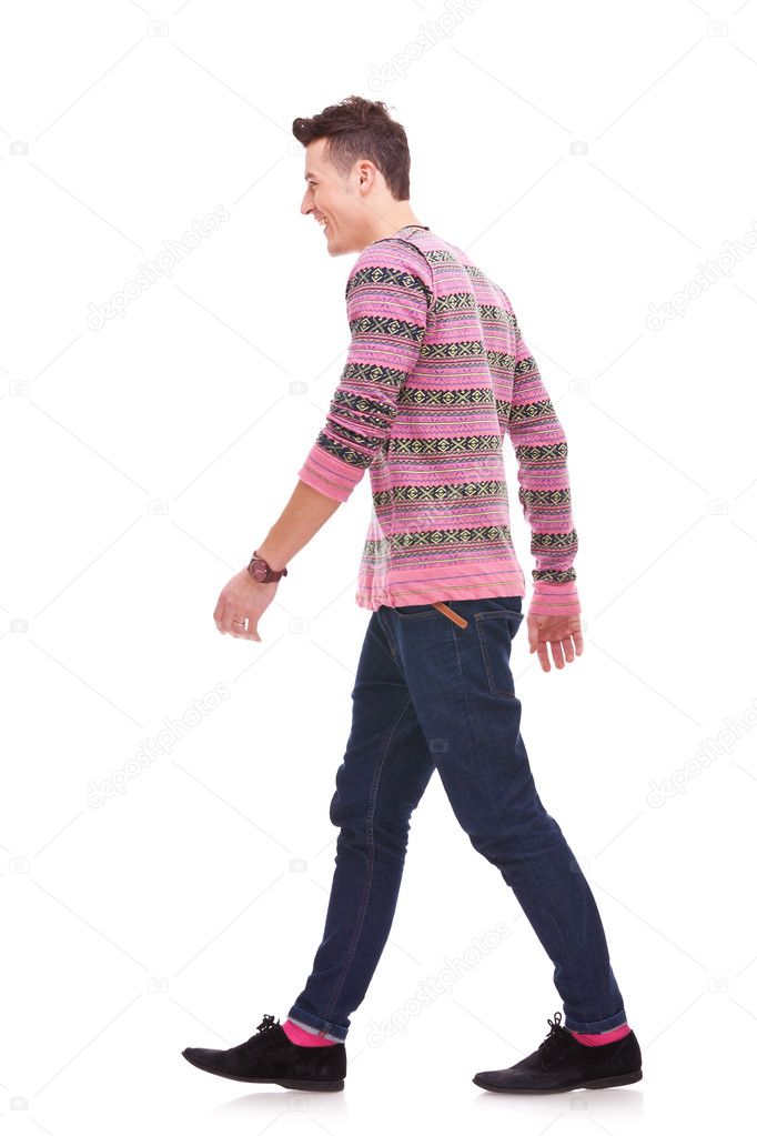 Side view of a fashion man walking
