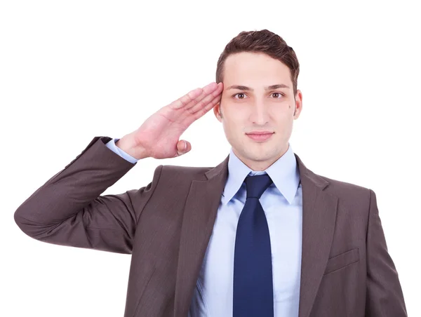 Hombre de negocios militar saludando — Foto de Stock