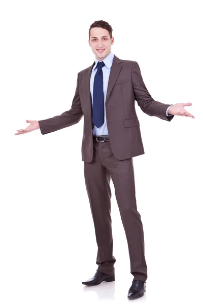 Businessman welcoming you Stock Image
