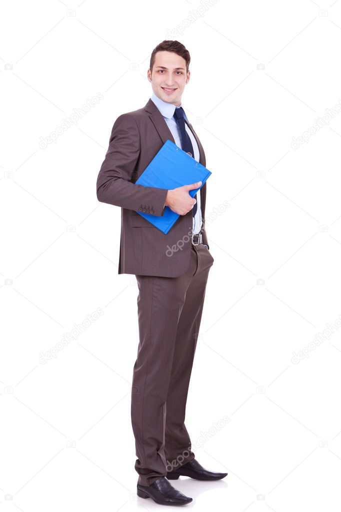 Young business man with clipboard