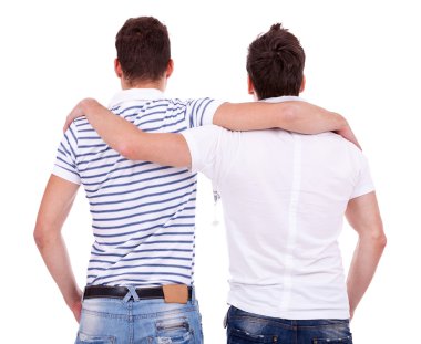 Back view of two friends clipart