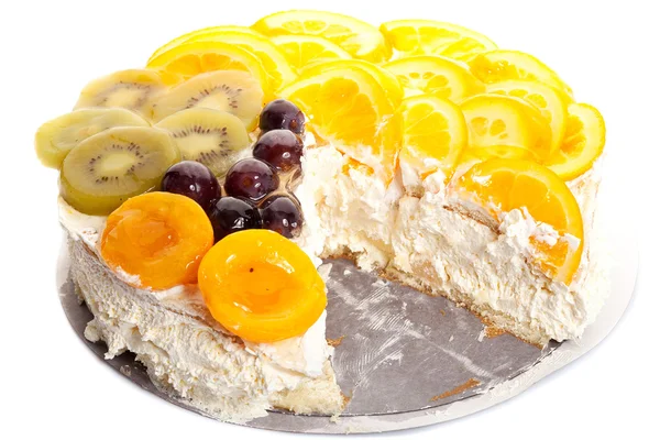 Fruity cake with a piece missing — Stock Photo, Image