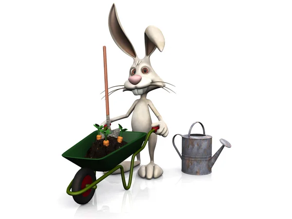 卡通兔子准备好园艺. — 图库照片
