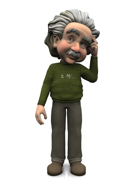 Cartoon Albert Einstein thinking. — Stock Photo, Image
