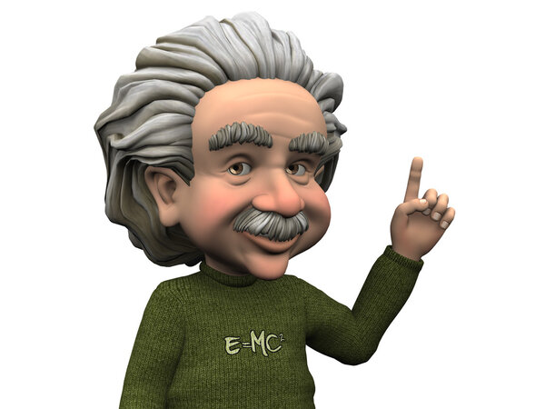 Cartoon Albert Einstein having an idea. Stock Image