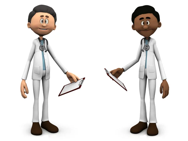 Karikatür doktorlar Clipboards holding. — Stok fotoğraf