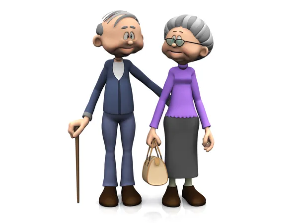 Starší pacienti Kreslený pár. — Stock fotografie