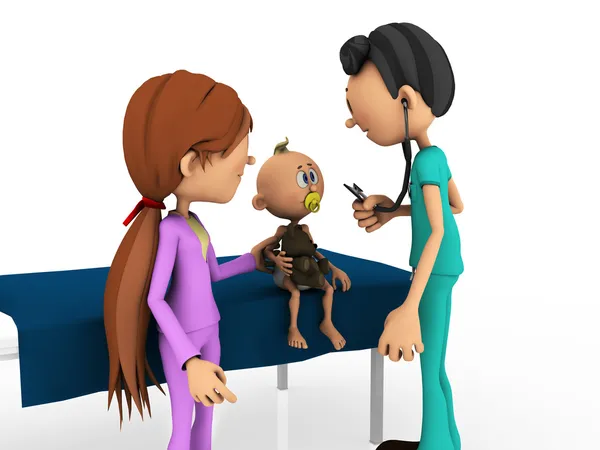 Kreskówka dziecko badane przez lekarza. — Zdjęcie stockowe