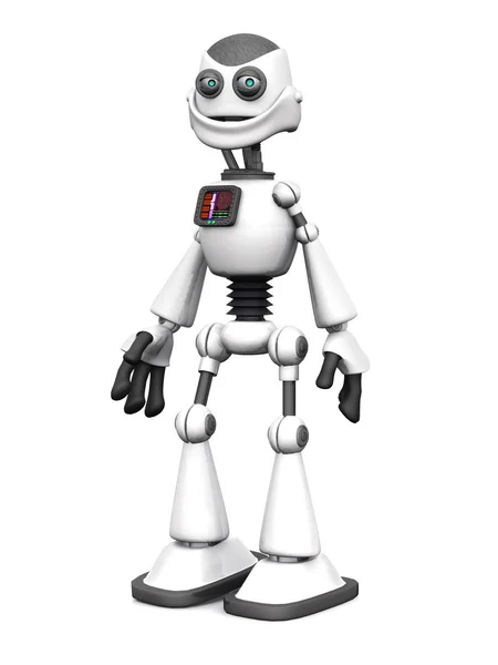 Robot cartone animato sorridente bianco . — Foto Stock