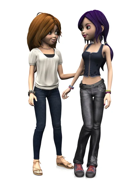 Zwei coole Cartoon Teenager-Mädchen. — Stockfoto