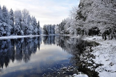 Scenic river in winter clipart