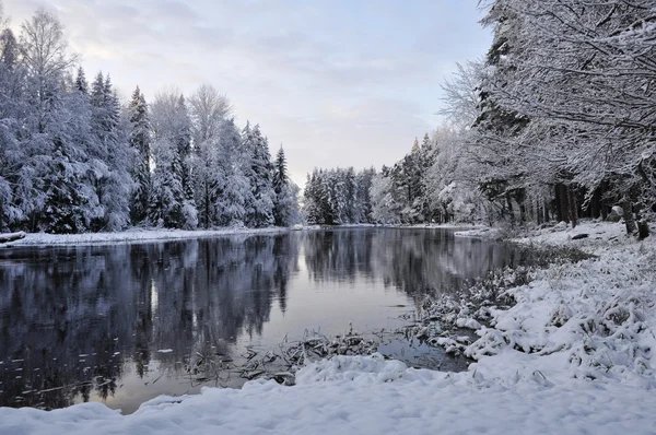 Fiume panoramico in inverno — Foto Stock