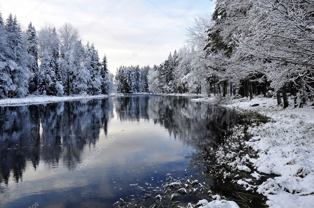 Scenic river in winter