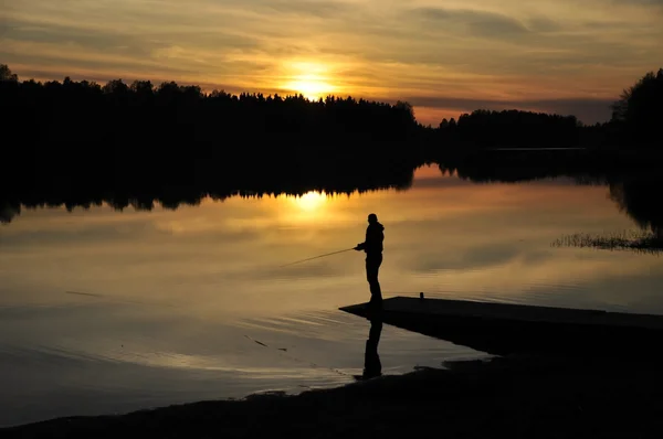 日没の釣り — ストック写真