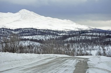 karlı bir dağ yolu