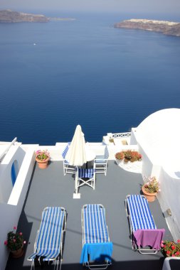 Santorini Köyü terasse deniz