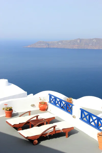 View on caldera and sea from balcony — Stock Photo, Image