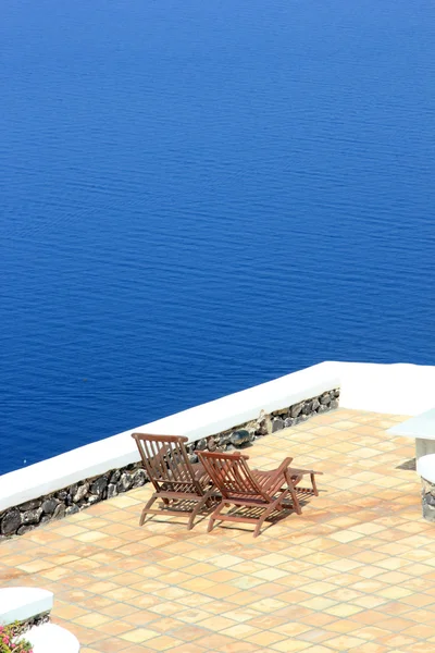 View on caldera and sea from balcony — Stock Photo, Image