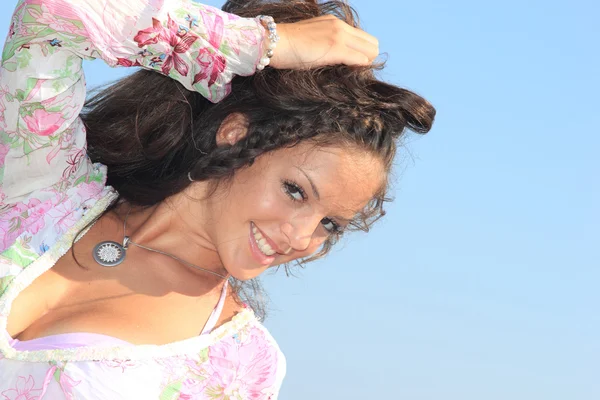 stock image Attractive girl on the beach