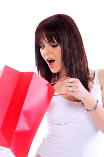 Kobieta z kolorowe torby na zakupy — Zdjęcie stockowe