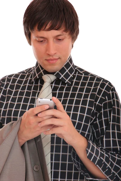 Joven hombre de negocios por el celular — Foto de Stock