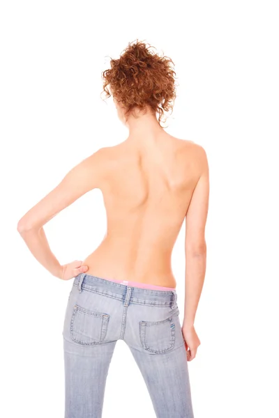 Sexy brunetka w dżinsach — Zdjęcie stockowe