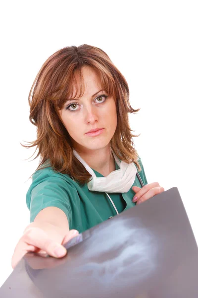 Portrait of thoughtful female doctor — Stock Photo, Image