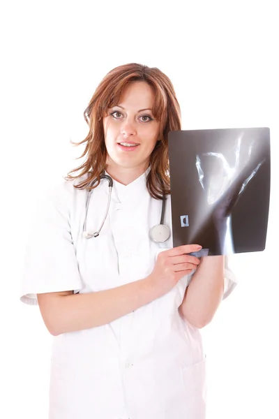 Portret van doordachte vrouwelijke arts — Stockfoto