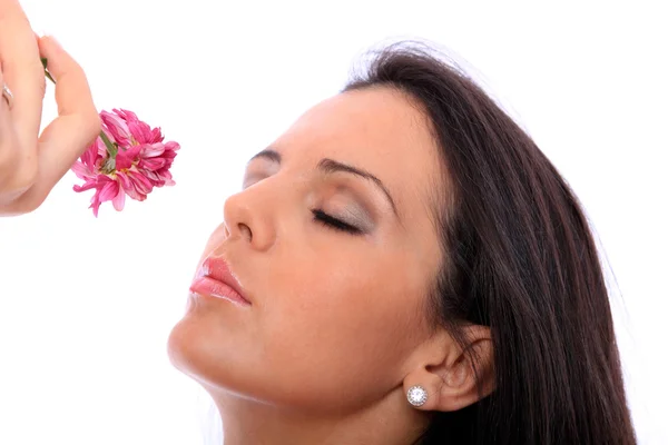 Brunette with a flower Stock Image