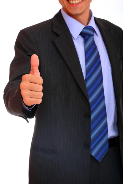Egy üzletember a hüvelykujjával felfelé — Stock Fotó