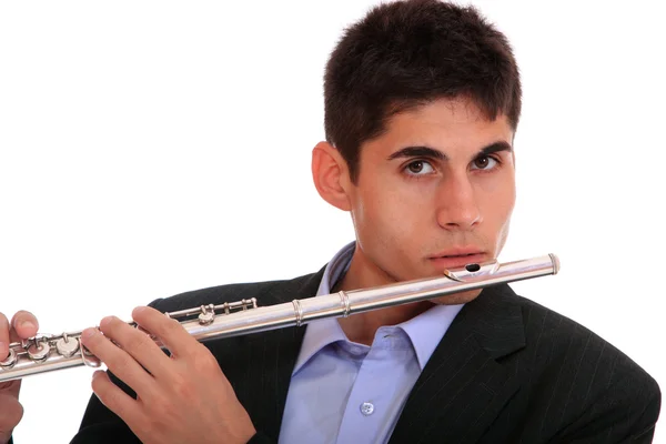 Człowiek grający na flecie. — Zdjęcie stockowe
