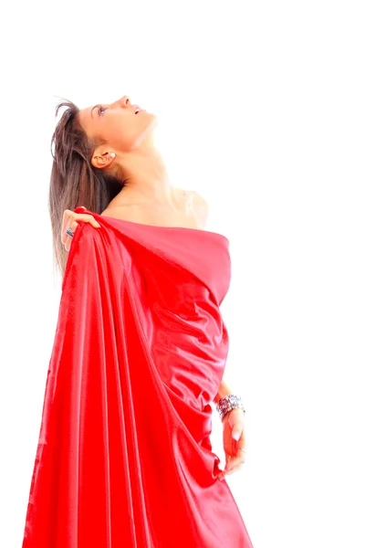 Bella donna in abito rosso — Foto Stock