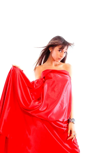 빨간 옷을 입은 아름다운 여인 — 스톡 사진