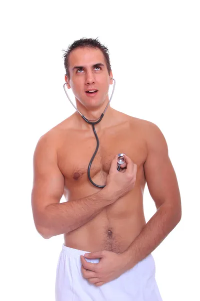 Uomo con stetoscopio — Foto Stock