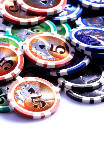 Casino fişleri beyaz — Stok fotoğraf