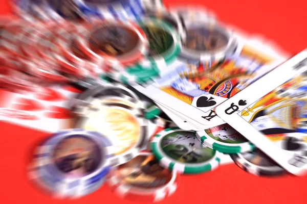 Poker game on red — Stock Photo, Image