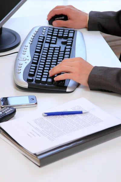 stock image Businessman with computer at office