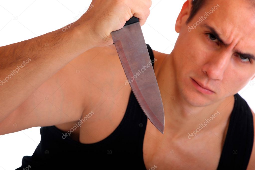 Male model holding a knife