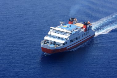 Aerial view of passenger ferry boat clipart