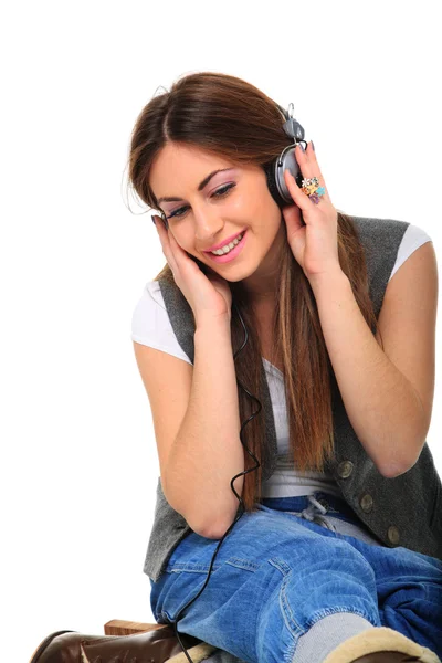 Música escucha chica — Foto de Stock