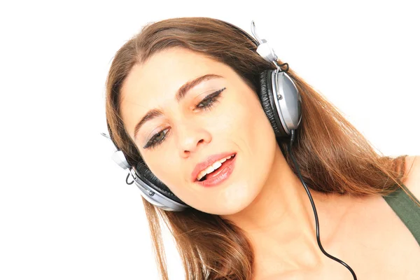 Muziek luisteren meisje — Stok fotoğraf
