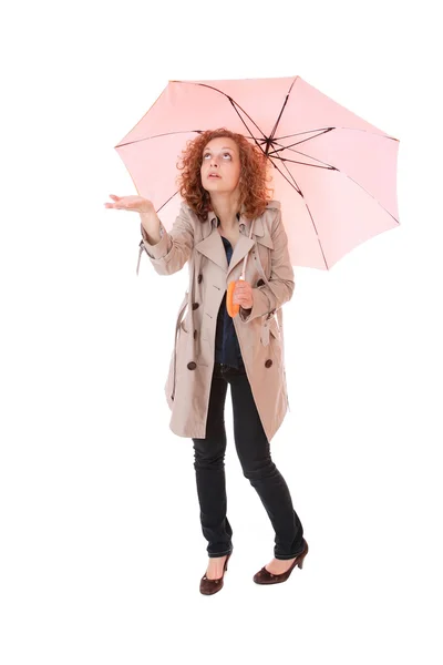 拿着伞的女人 — 图库照片