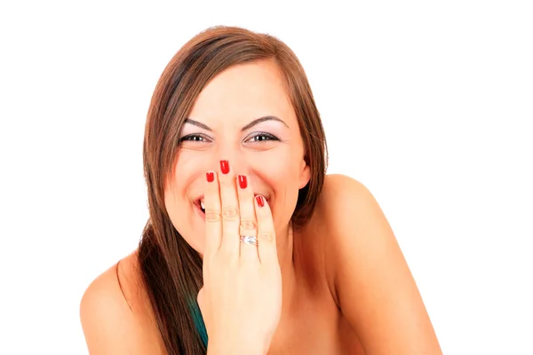 Piękna młoda kobieta uśmiechający się z zdrowej skóry — Zdjęcie stockowe